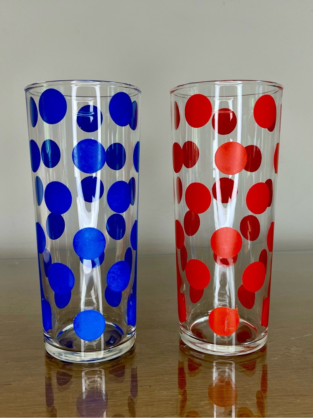 Set Of 2 Hazel-Atlas, Mid-Century Modern, Atomic Polka Dot Highball Glasses